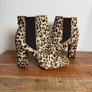 Sam Edelman Genuine Calf Hair Leopard Print Ankle Boots, Womens 5.5